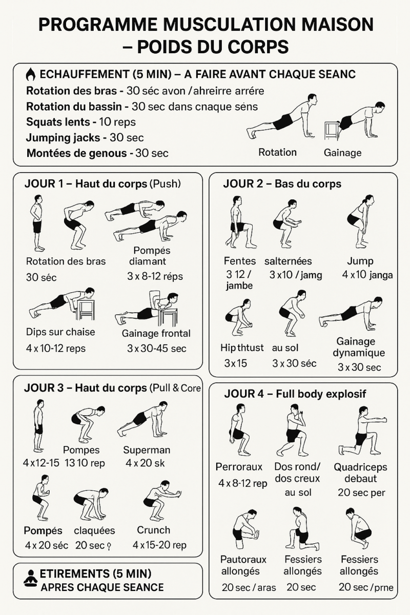 entrainement musculation débutant