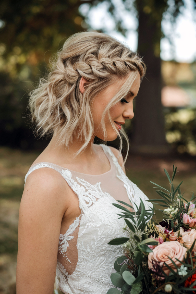 Élégante coiffure mariage court