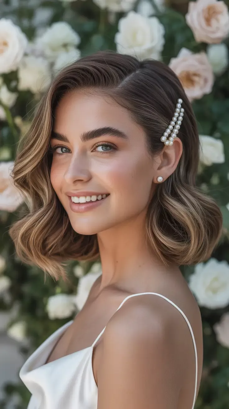 Simplicité coiffure courte mariage