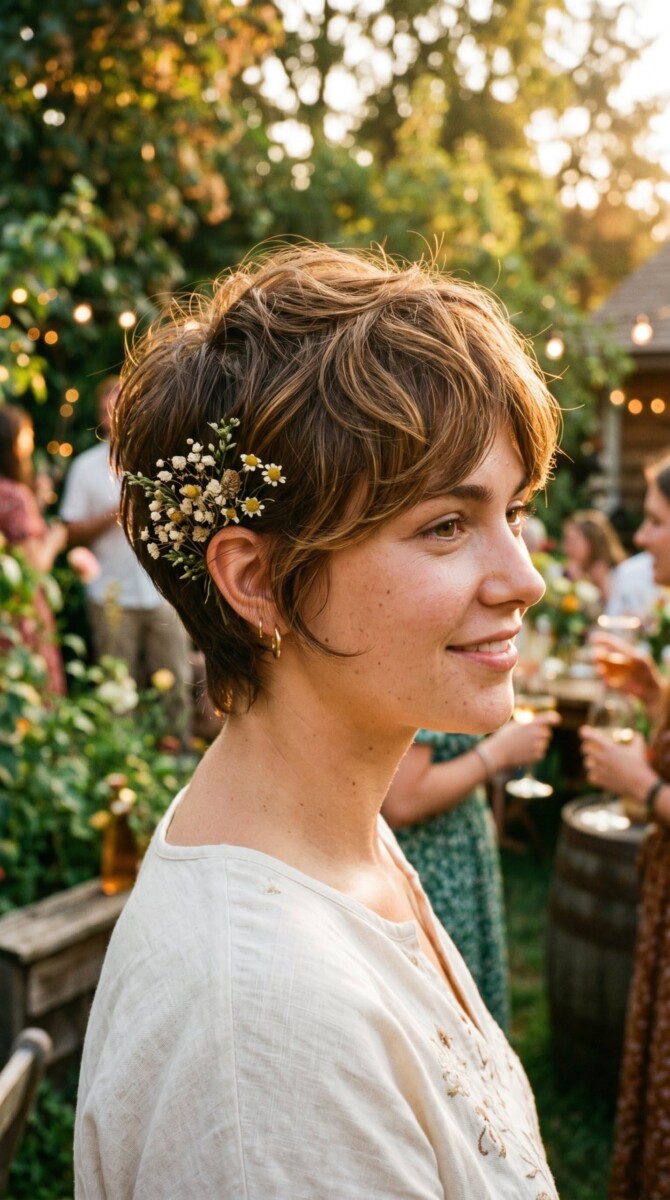 Élégante coiffure mariage court