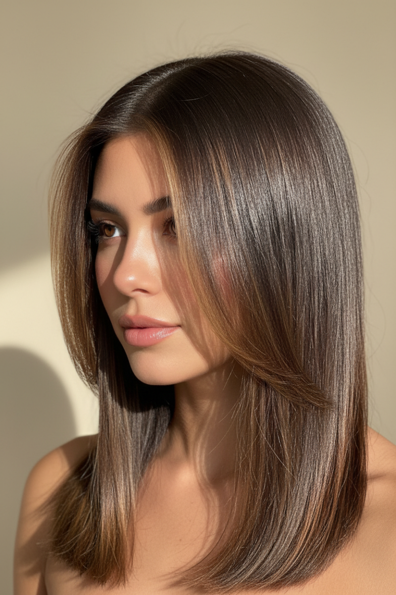 Look raffiné cheveux mi long