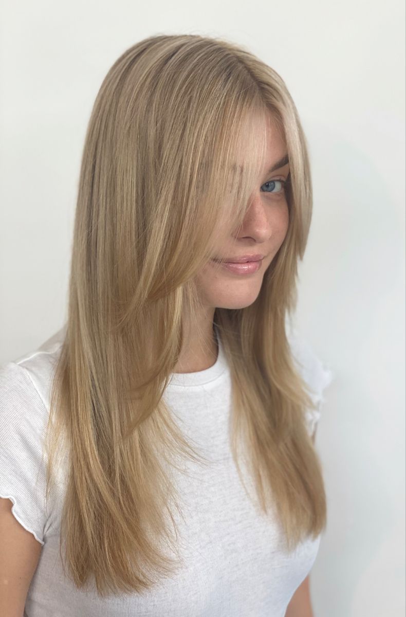 Frange rideau cheveux lisses