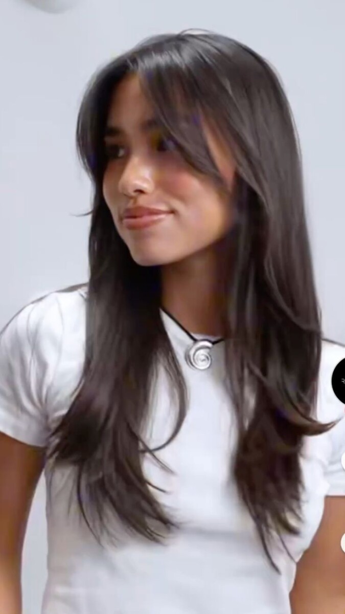 Frange rideau cheveux lisses