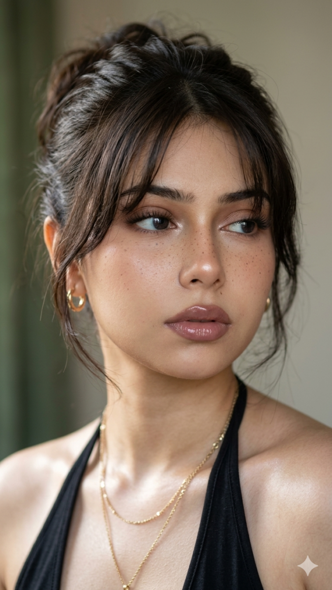Coiffure tendance frange rideau