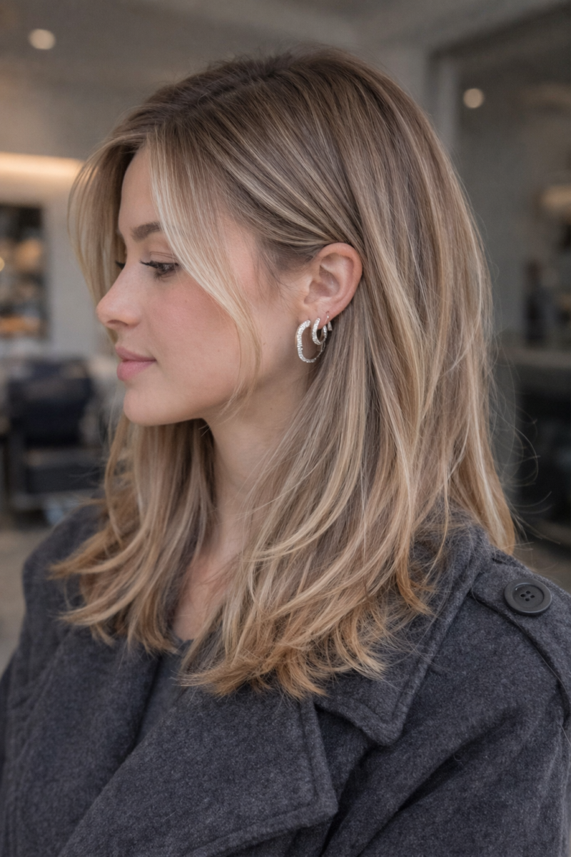 Look lumineux cheveux lisses