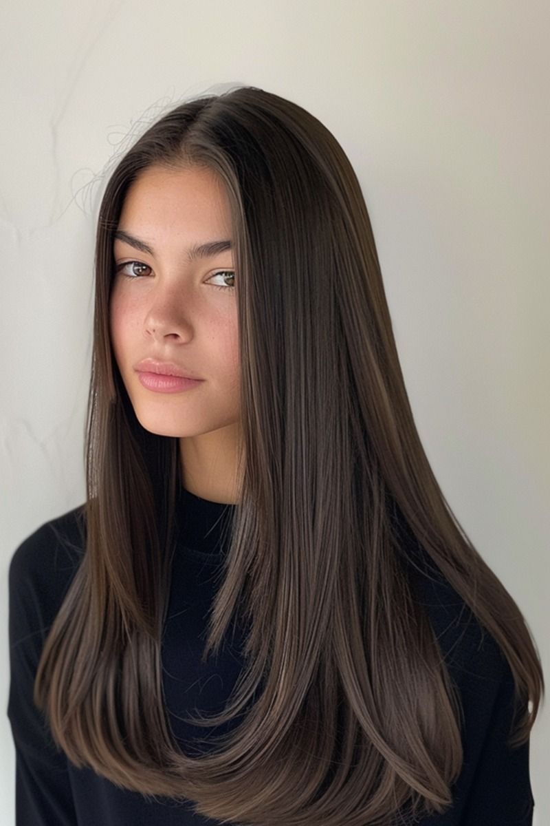 Smooth layered hair look