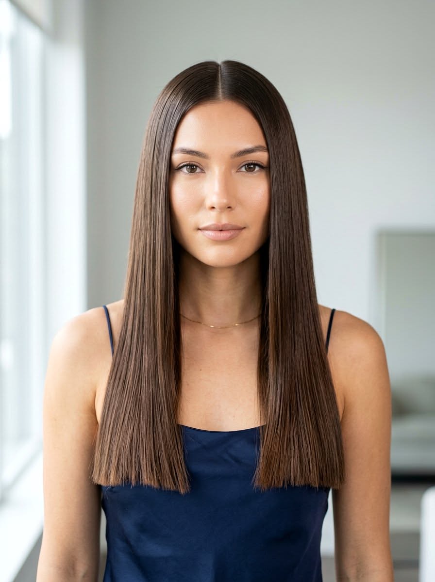 Mid-length sleek hair