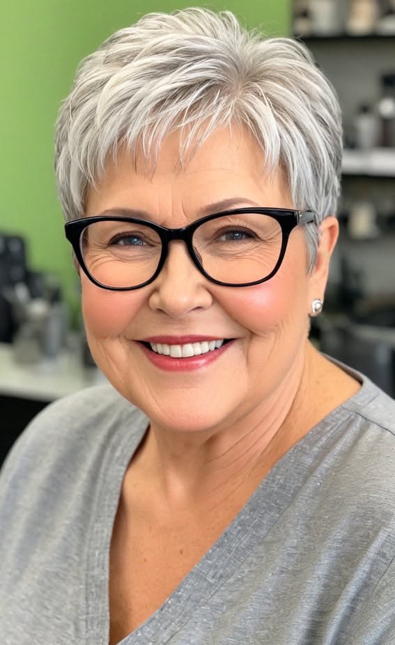 Style cheveux gris mi-court