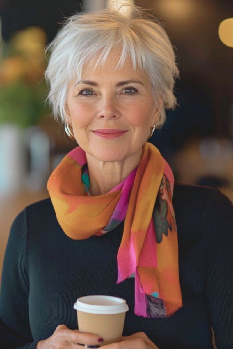 Style cheveux gris mi-court
