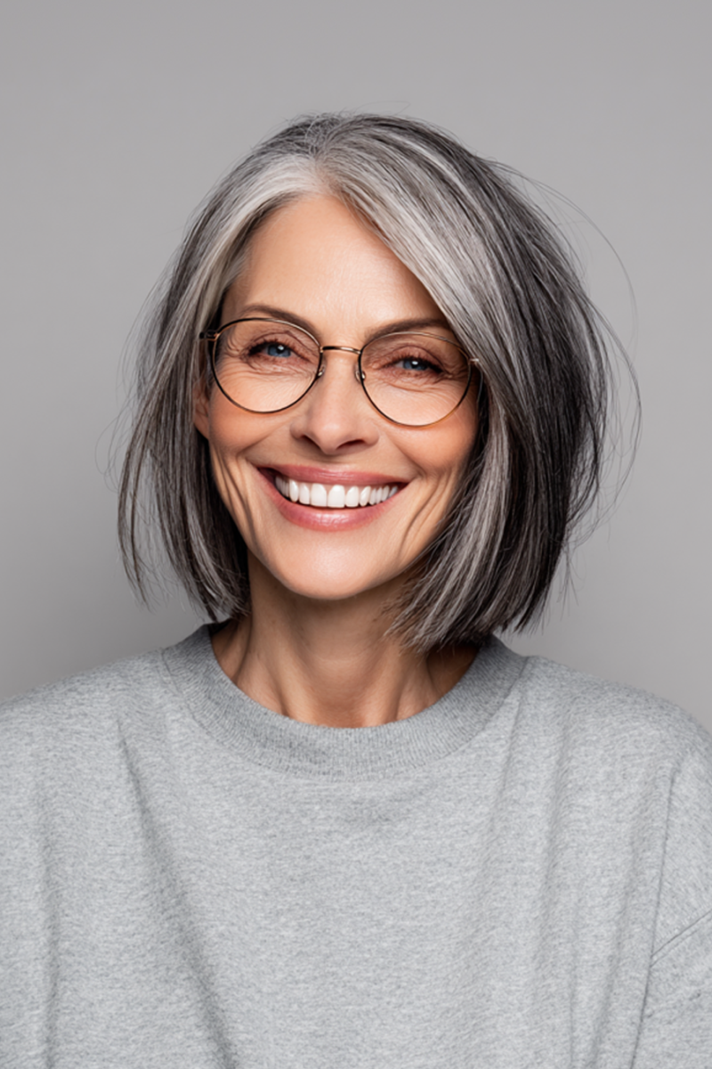 Coupe élégante cheveux gris