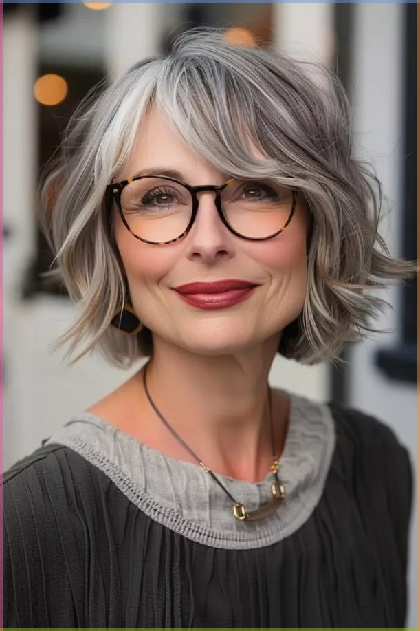 Look moderne mi-court gris