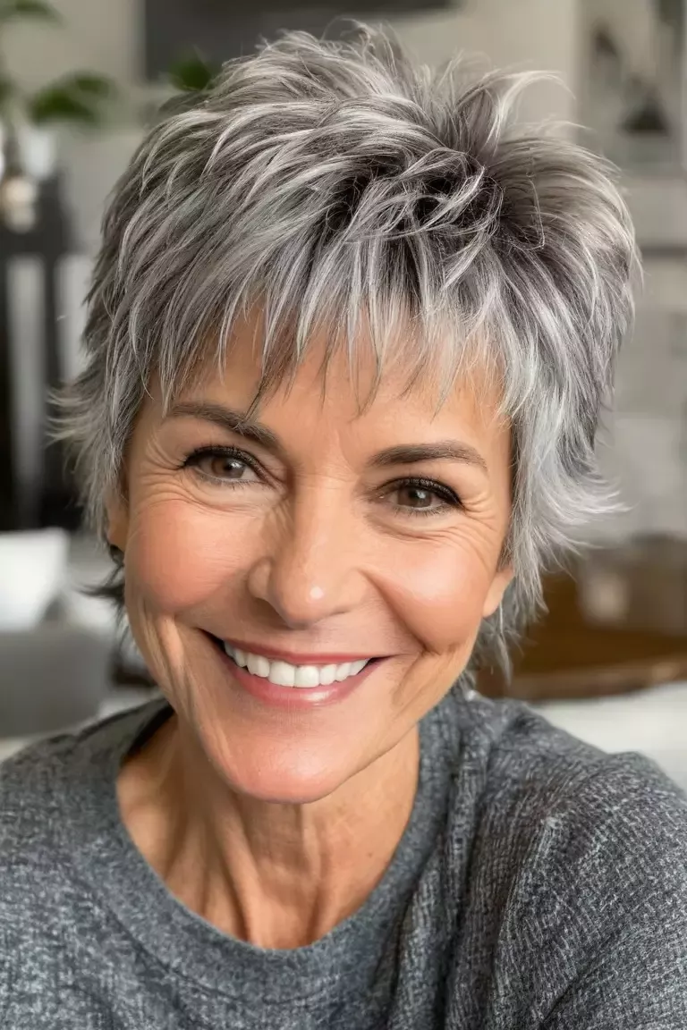 Style cheveux gris mi-court