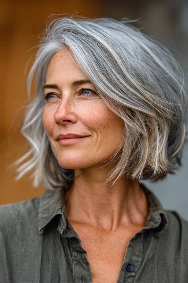 Coupe élégante cheveux gris