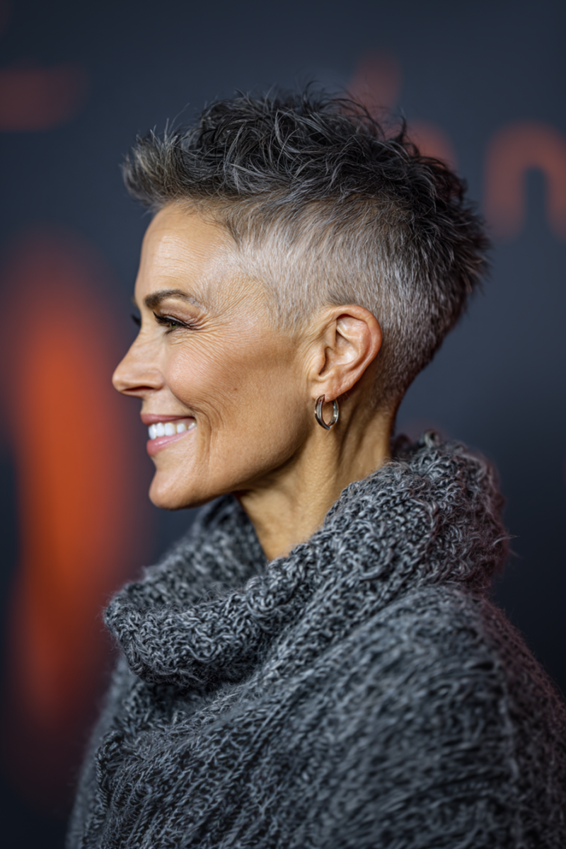 Style cheveux gris mi-court