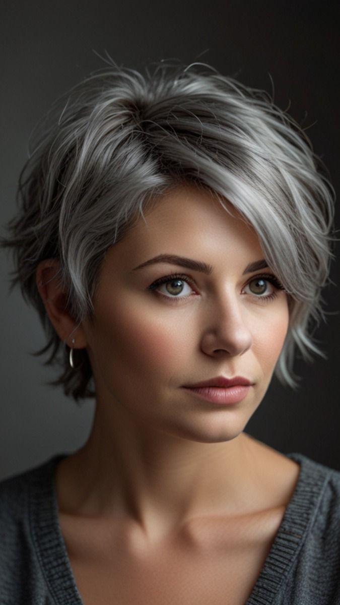 Coupe élégante cheveux gris
