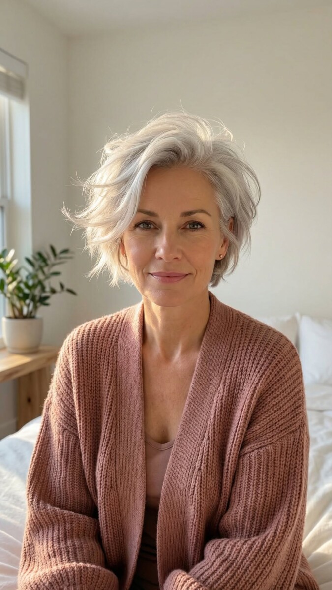 Coupe élégante cheveux gris
