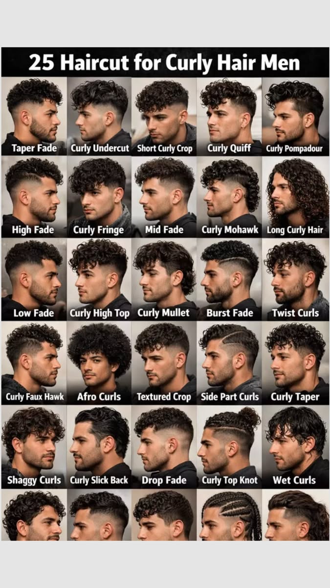 Coiffure taper homme bouclé
