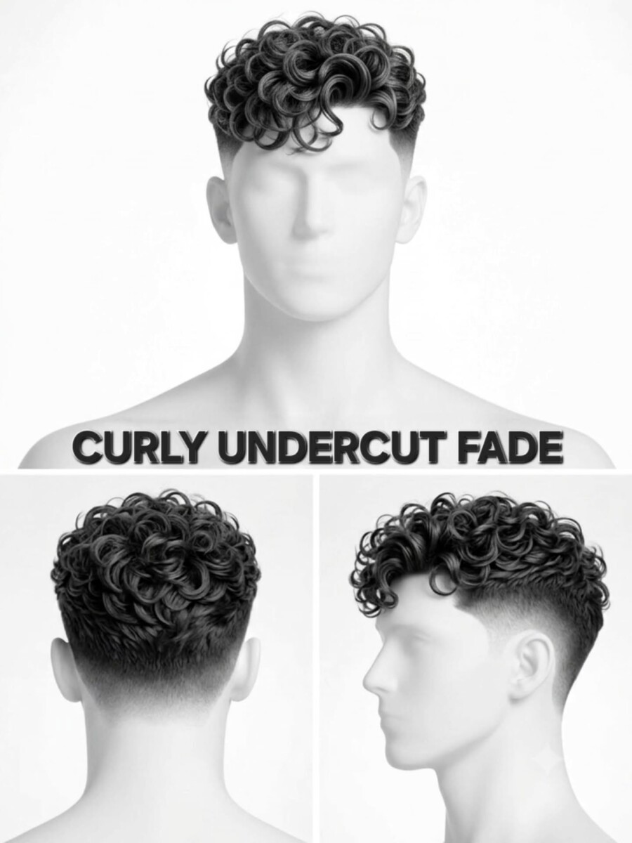 Coiffure dégradé homme bouclé