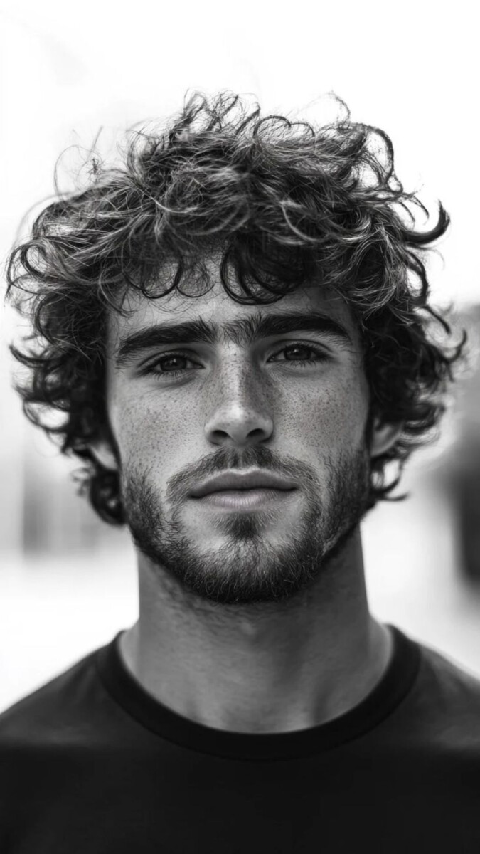 Transition dégradé cheveux bouclés homme