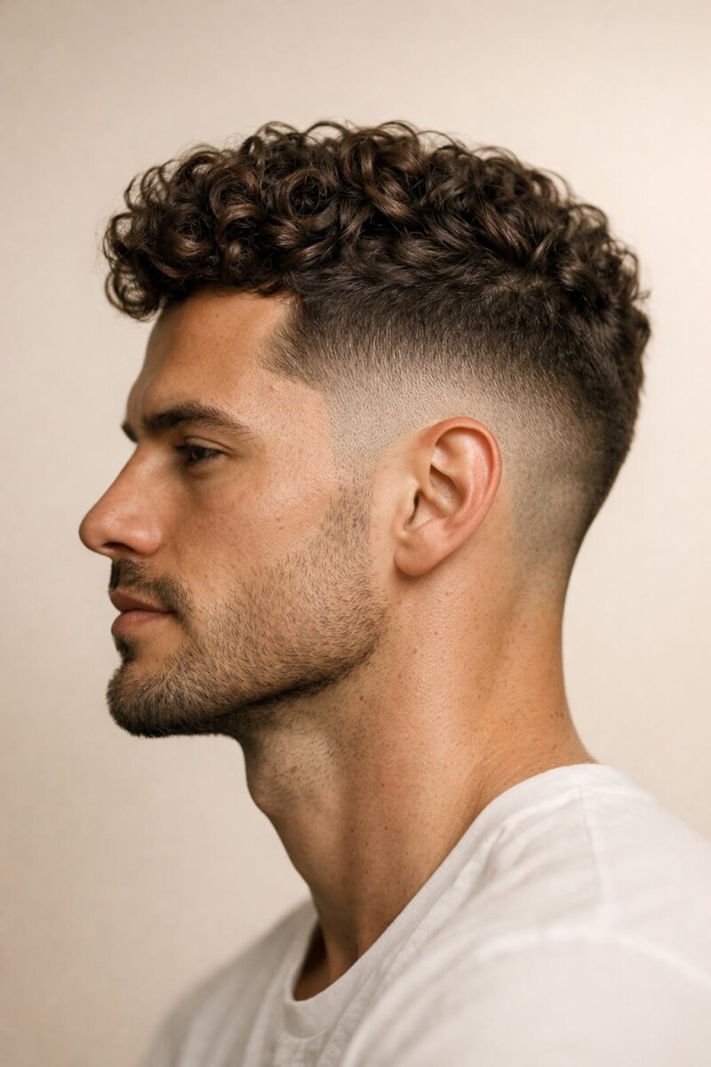 Coiffure dégradé homme bouclé