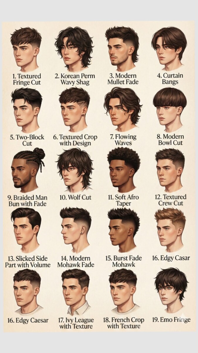 Look cheveux raides masculin
