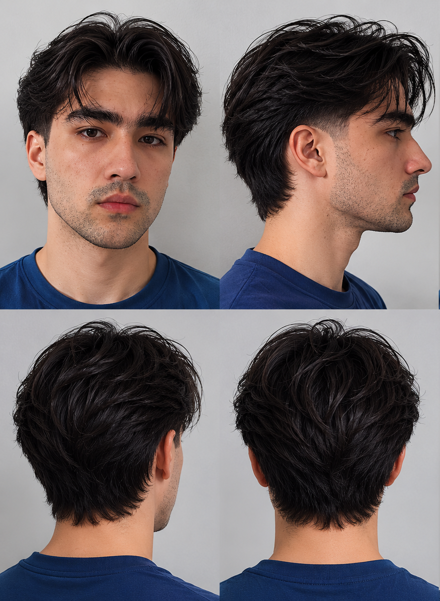 Look cheveux raides masculin