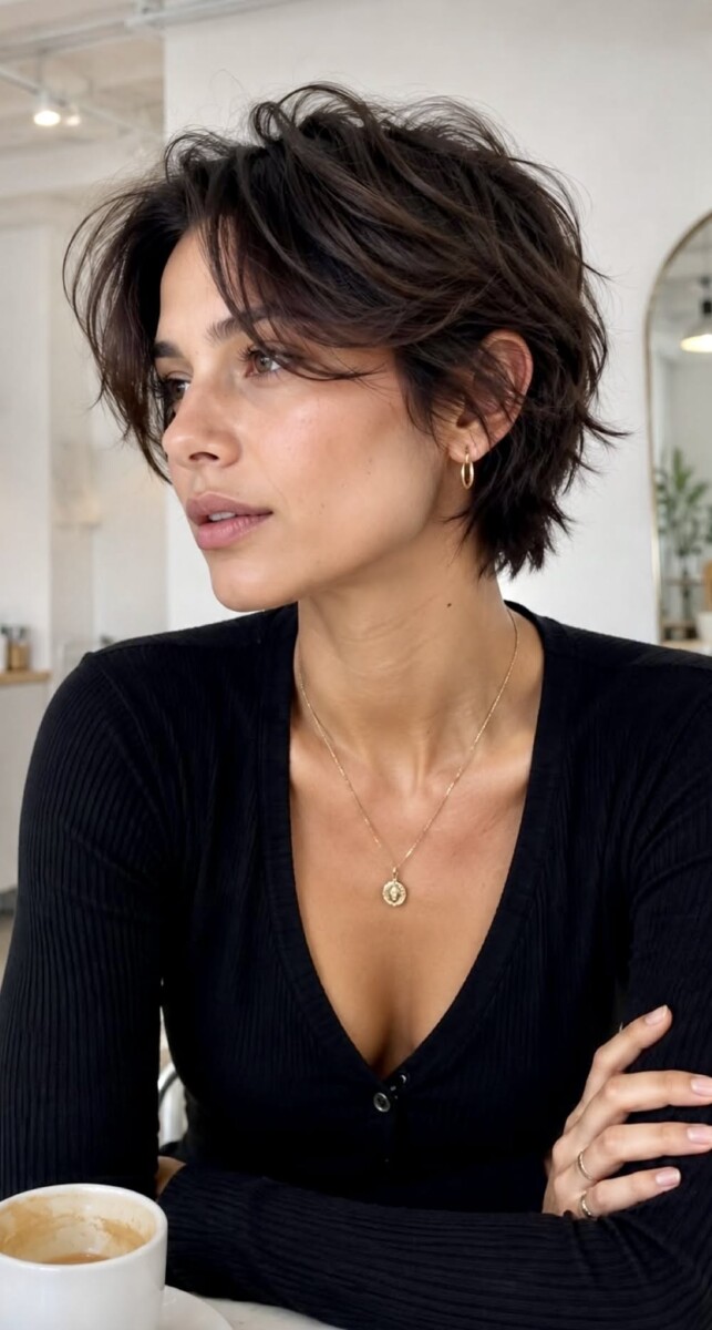 Coupe moderne cheveux raides