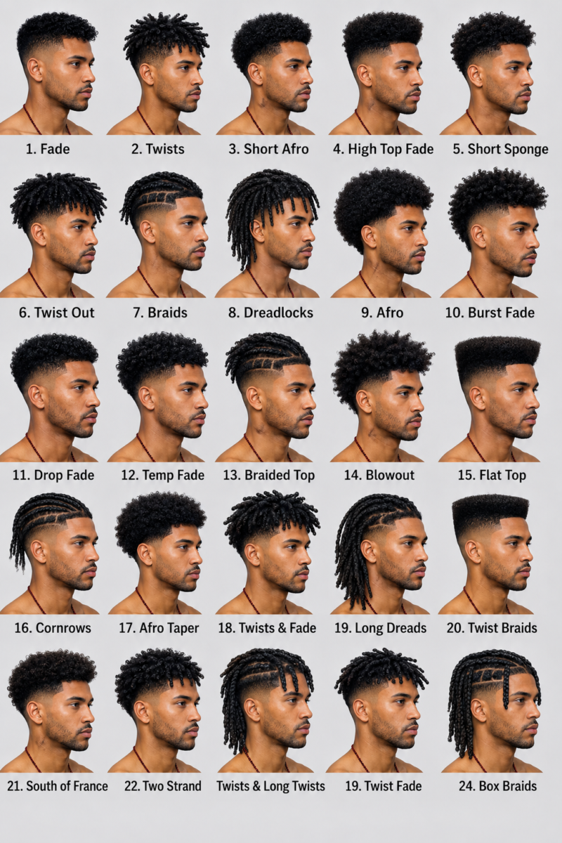 Homme avec coupe afro dégradé